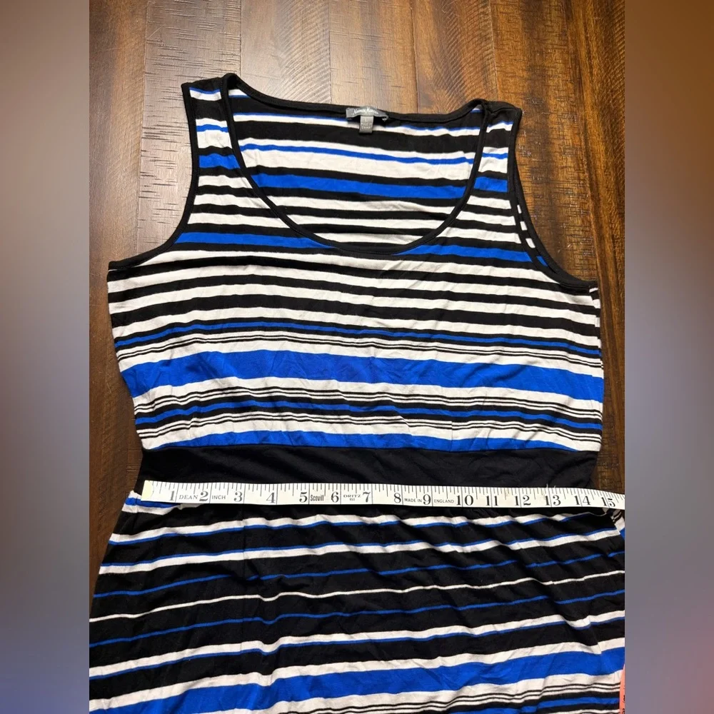 Neiman Marcus Black and Blue Striped Maxi‎ Dress size Large - Picture 10 of 11
